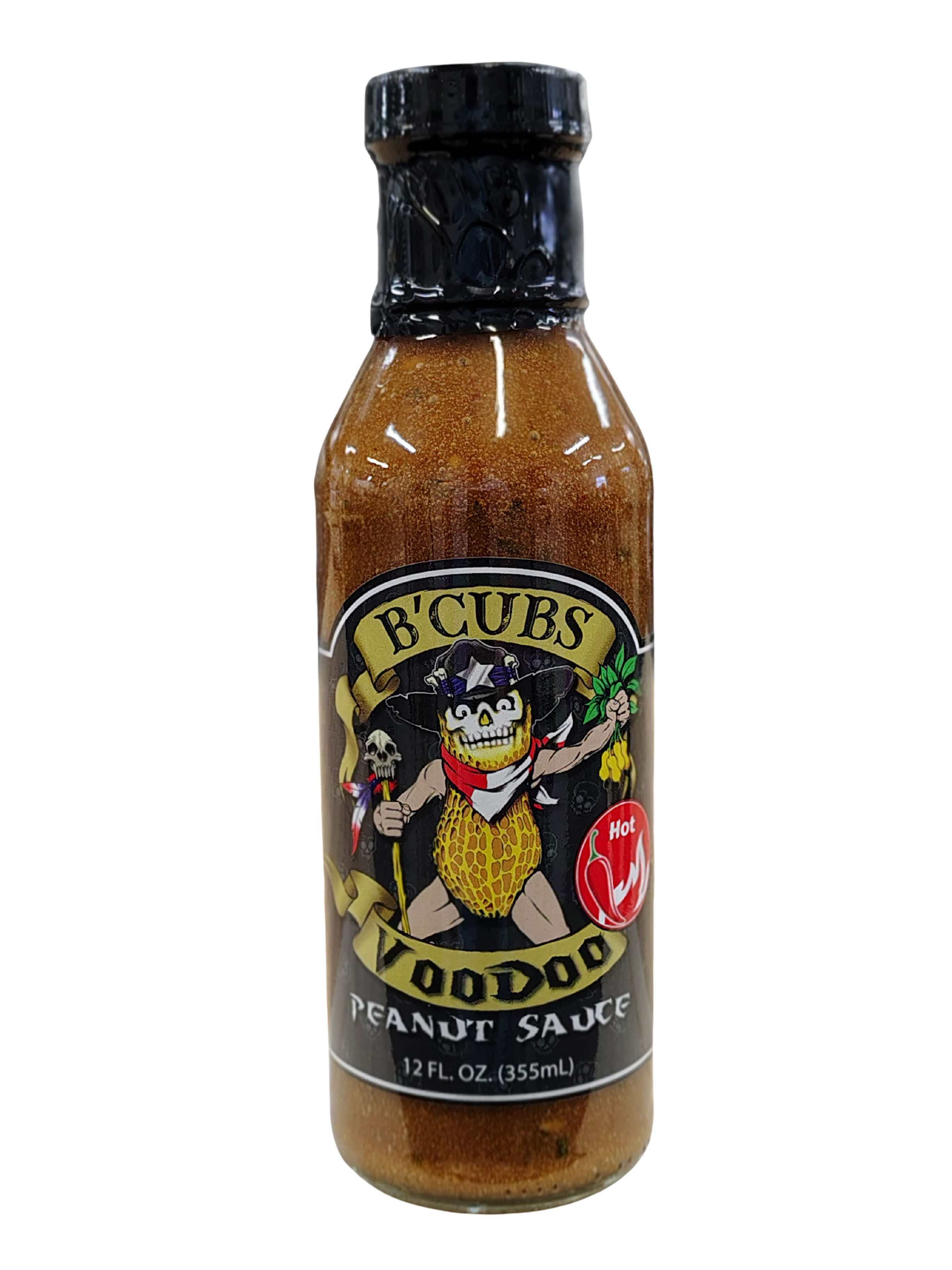 B'Cubs Voodoo Peanut Sauce Hot bottle with label on a white background