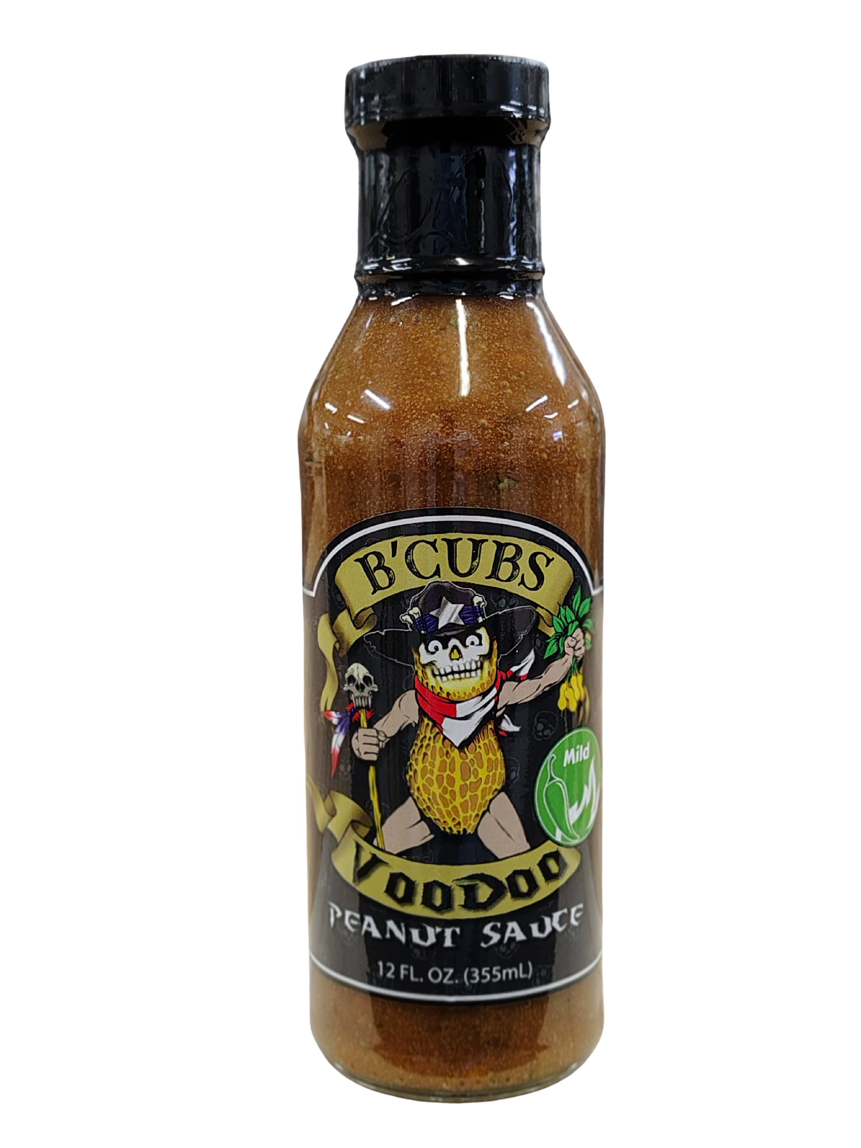 B’Cubs® Voodoo Peanut Sauce – Bold, Nutty & Sweet with a Spicy Kick – Asian-Style Peanut Sauce – Mild, Medium & Hot (12 oz Glass Bottle)