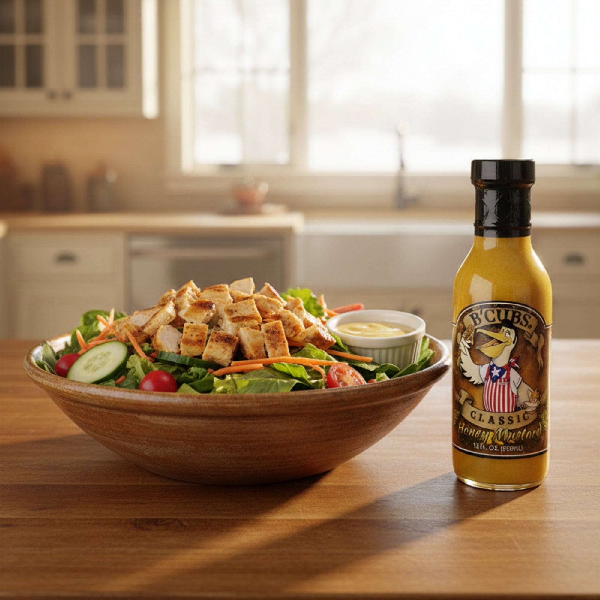 B’Cubs® Classic Honey Mustard – Sweet & Tangy Texas-Made Sauce with Real Clover Honey 12 oz Glass Bottle