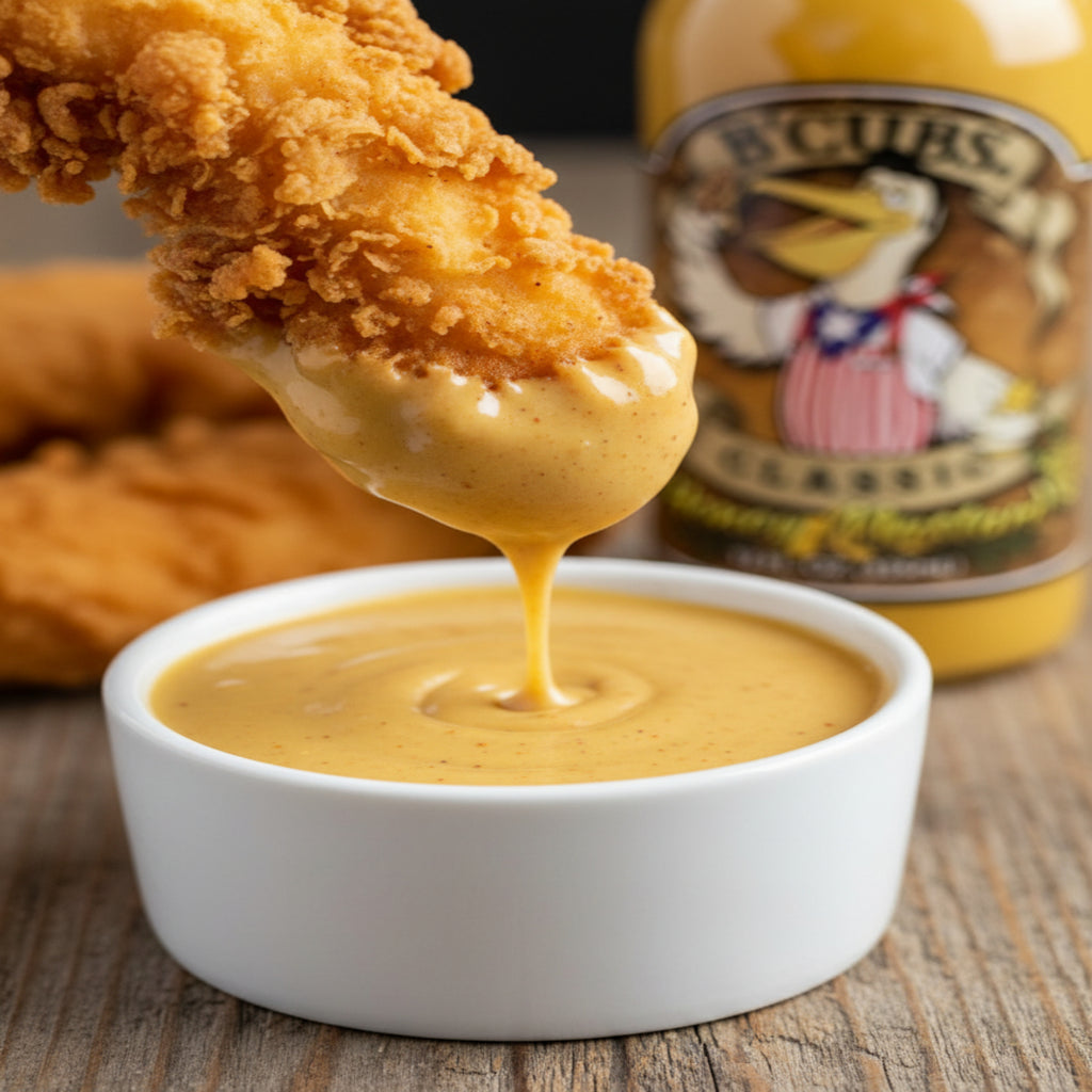 B’Cubs® Classic Honey Mustard – Sweet & Tangy Texas-Made Sauce with Real Clover Honey 12 oz Glass Bottle